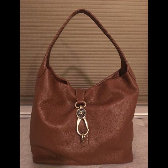 Dooney & Bourke Handbags - Dooney & Bourke Pebble Leather Logo Lock Hobo